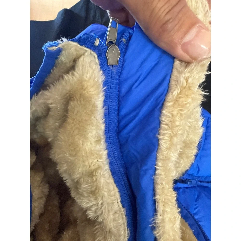 Kids Royal Blue Faux Fur Lined Puffer Jacket Hooded Quilted Winter‎ Coat